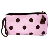 Pink & Chocolate Polka Dot Wristlet From The Pink Superstore